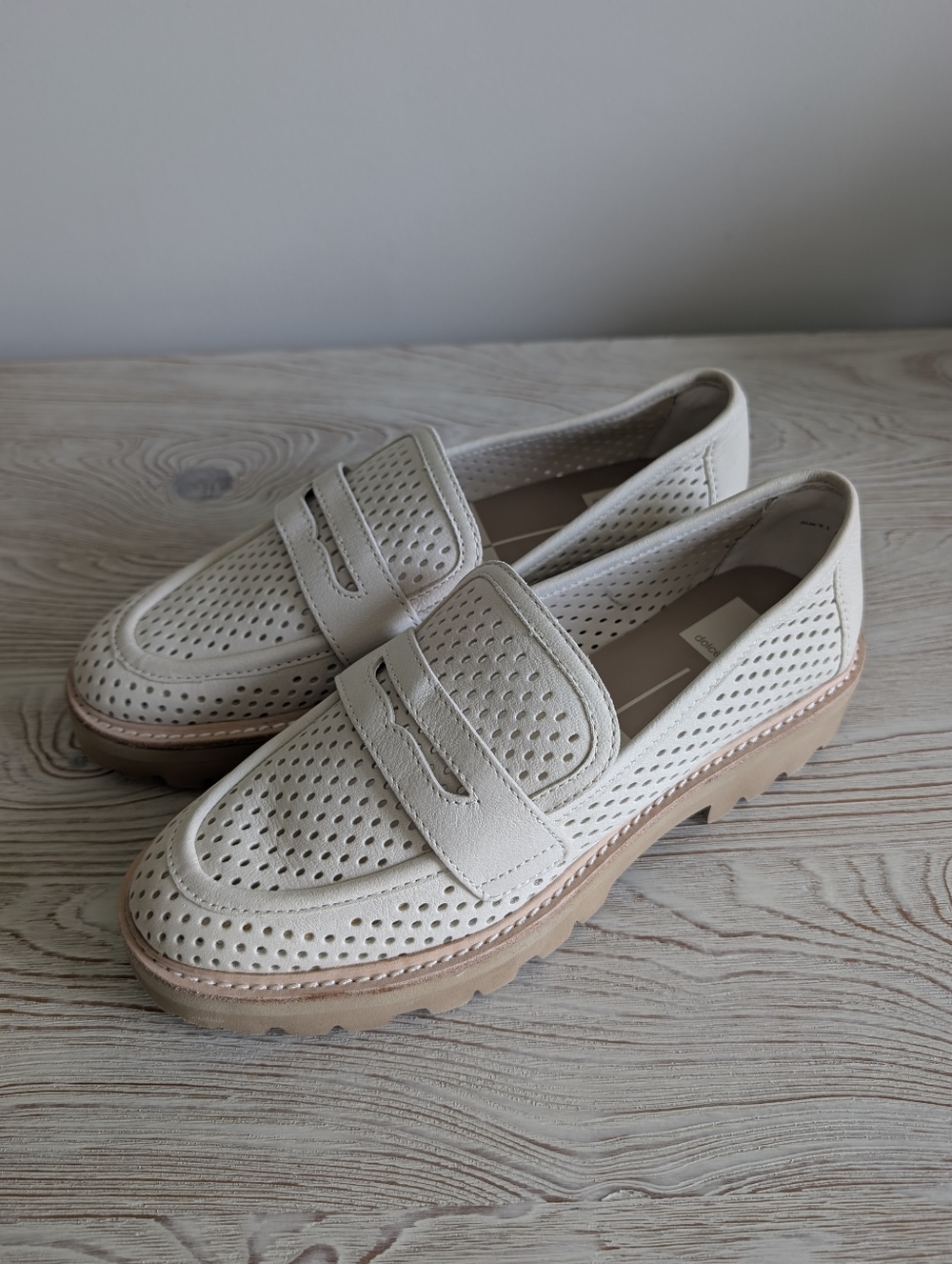 Dolce Vita | Women's Cream Perforated Leather Loafers